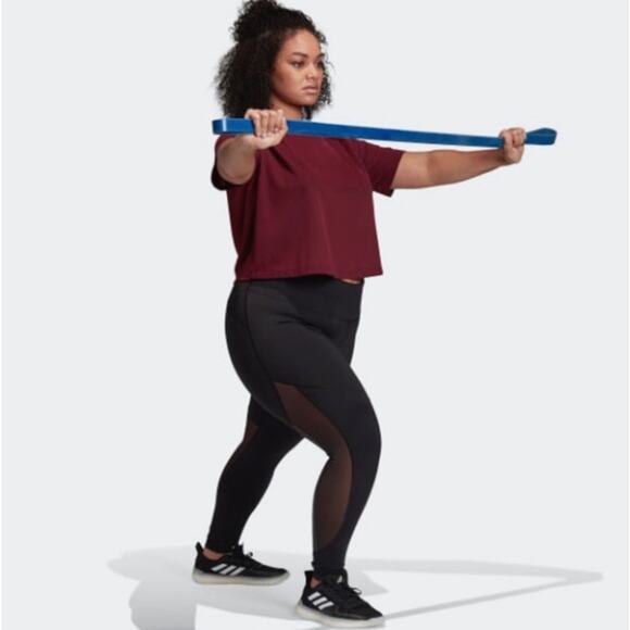 Adidas Univeral Standard Womens Sz 1X Athletic Top Mesh Wine Workout Shirt NWT - Picture 4 of 8